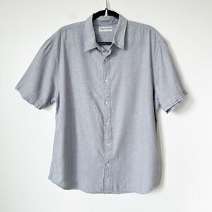 Coastaoro Linen Blend Short Sleeve Button Up Shirt‎ Mens XL Gray